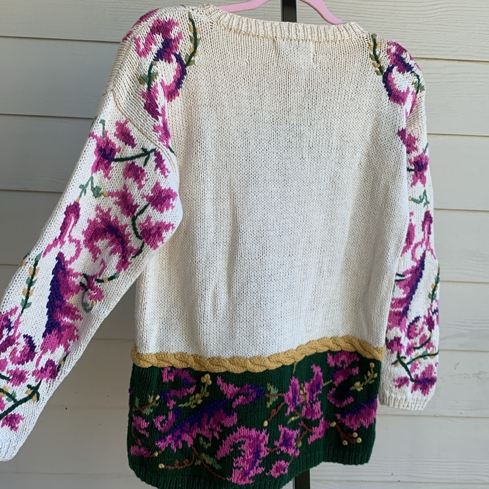 Vintage Jennifer reed handknit floral cottagecore coastal grandma sweater small - Picture 6 of 10